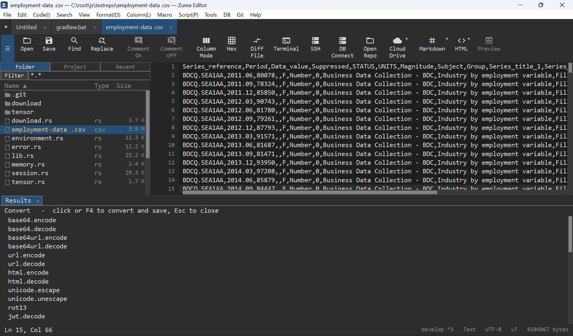 The file-conversion picker